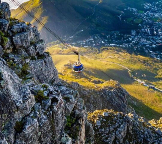 The cable car going up Table Mountain in South Africa.