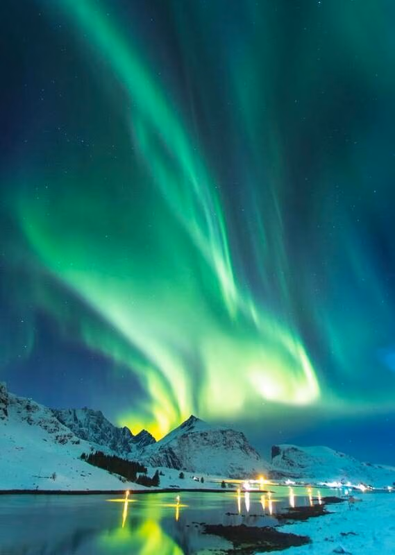 Northern lights in winter time in Norway
