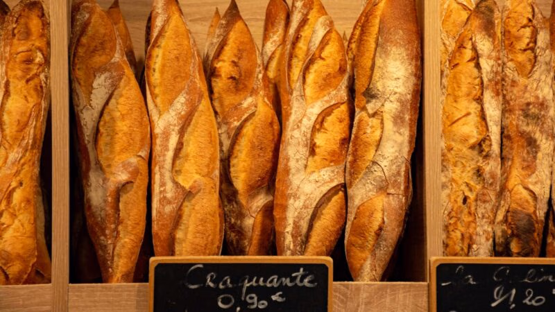 Fresh baguettes for sale in France