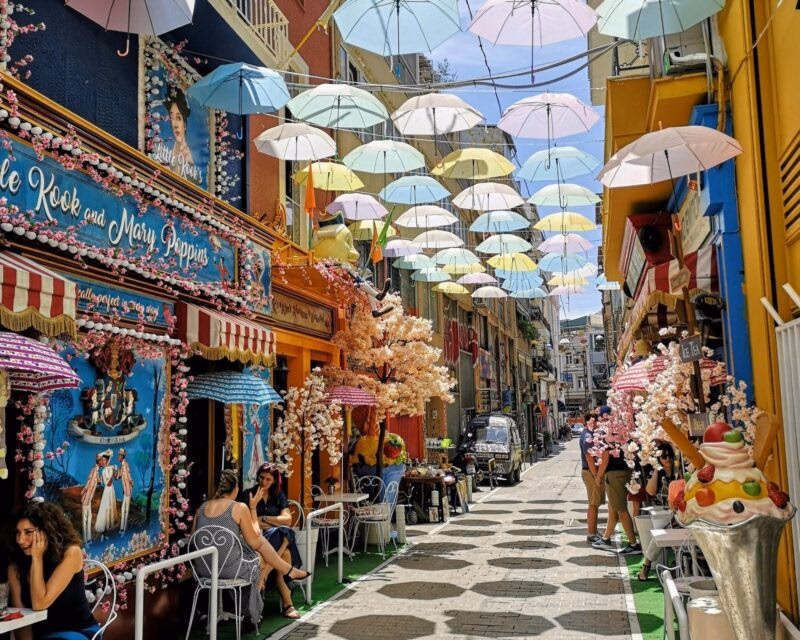 Beautiful street from Athens in a sunny day, Greece