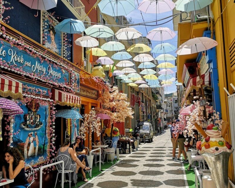 Beautiful street from Athens in a sunny day, Greece