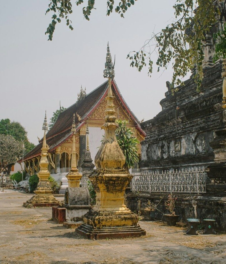 The gorgeous white marble of India's Taj Mahal and the weathered stone of Luang Prabang's temples, Laos.