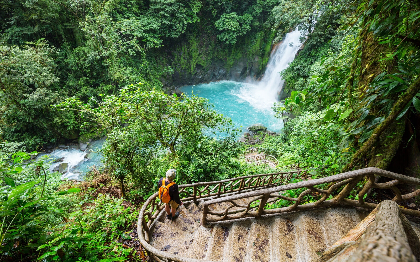The Rio Celeste waterfall in Tenorio Volcano National Park.
