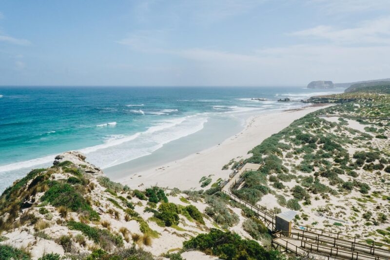Wide shot of beach at Seal bay on Kangaroo Island, South Australia