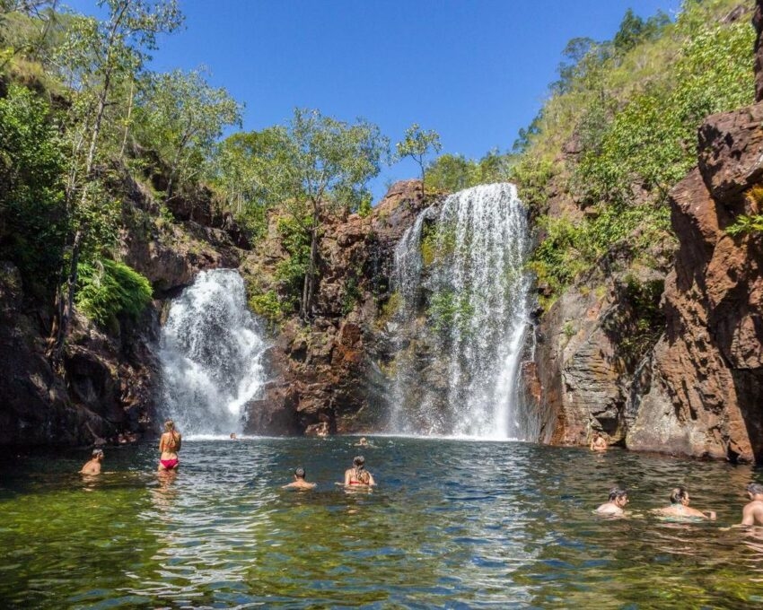 Tourists swimming in Florence Falls