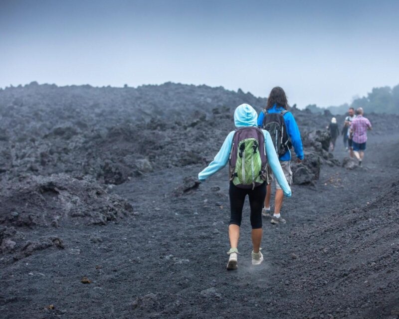 people at Pacaya volcano in Guatemala