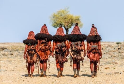 An elephant in Etosha National Park, waterfalls on the Kunene River and women of the Himba people
