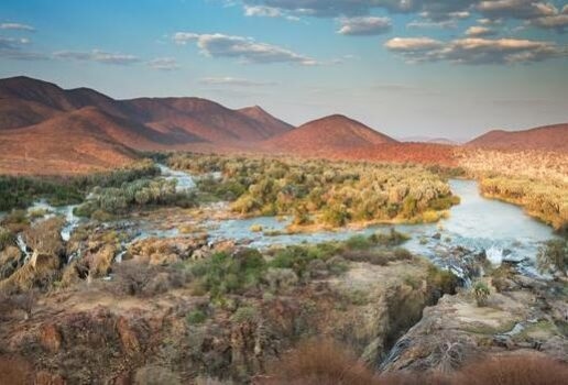 An elephant in Etosha National Park, waterfalls on the Kunene River and women of the Himba people