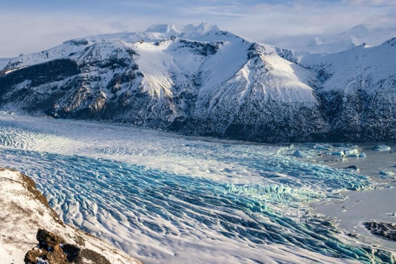 view of Skaftafellsjökull glacier and surrounding area in Skaftafell National Park