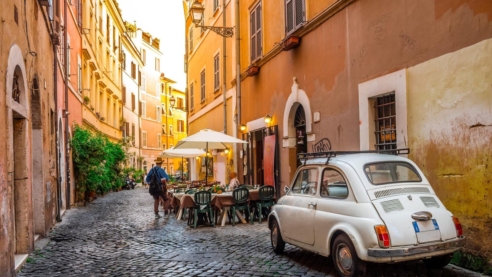 Cozy street in Trastevere, Rome, Europe