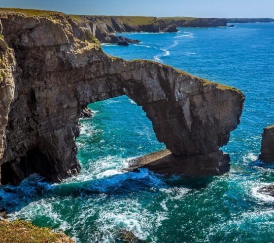 The Green Bridge of Wales coastal feature on the Pembrokeshire coastal path