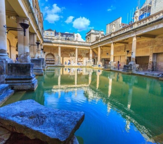 The main pool of the ancient Roman baths in Bath