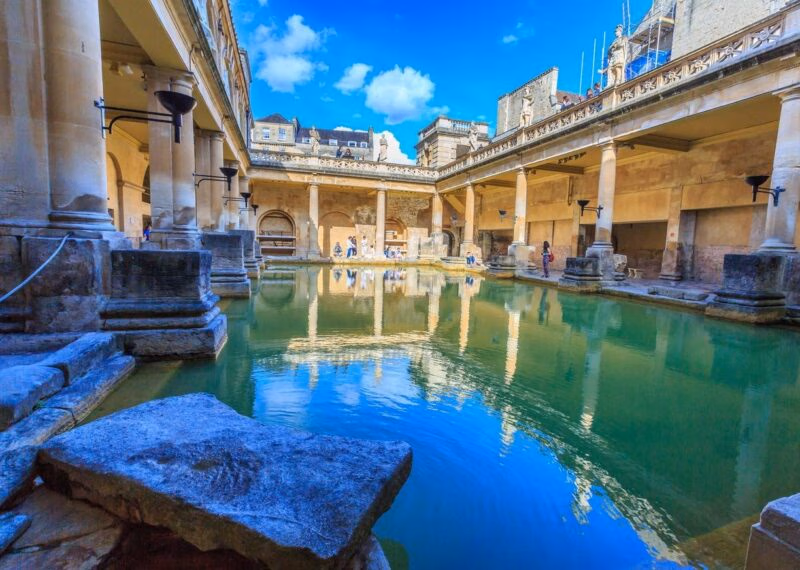 The main pool of the ancient Roman baths in Bath