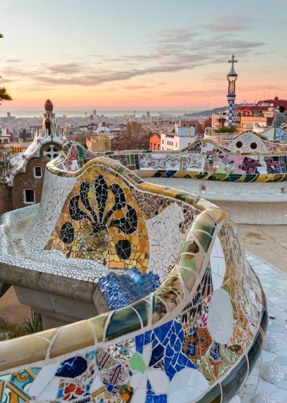 Details of Park Guell at sunrise