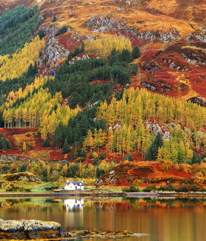 The Tal Mahal at dawn in India, the Scottish Highlands in autumn