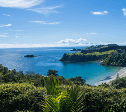 a view from Mawhitipana Bay on Waiheke Island