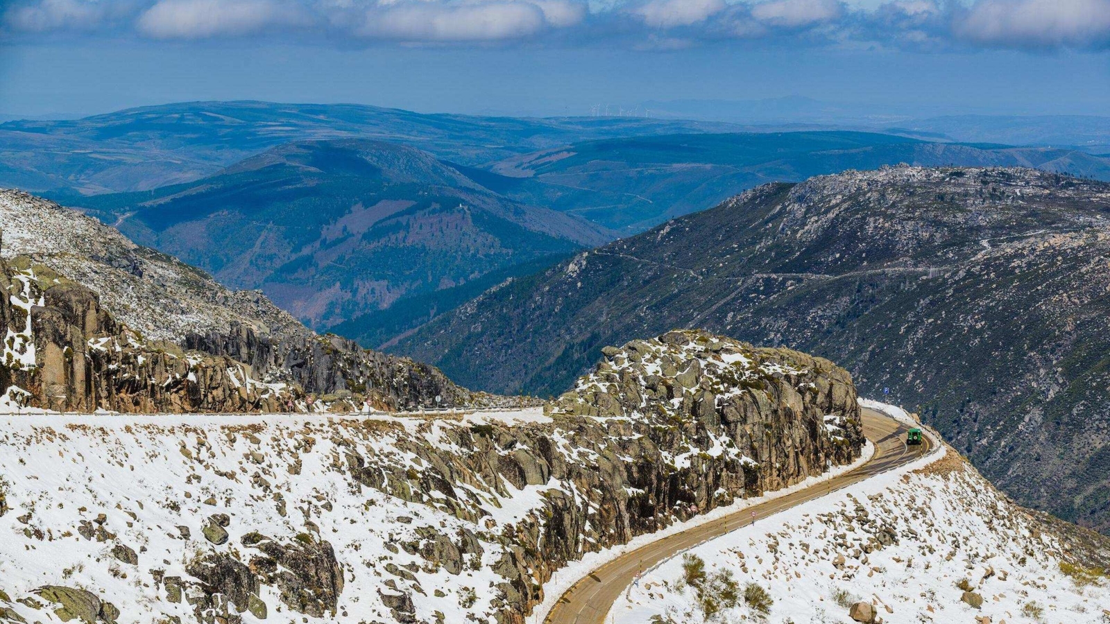 An aerial view of the Serra da Estrela mountains in Portugal.