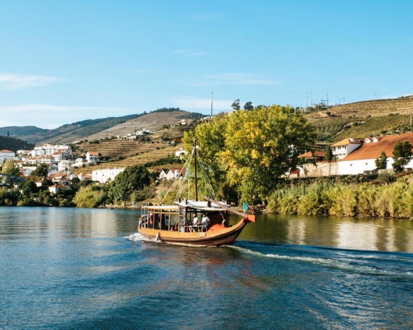 A sailboat on Douro River in Portugal.
