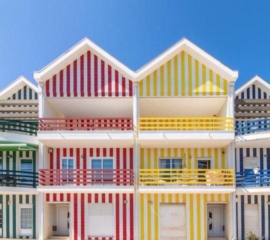 The traditional striped houses of Costa Nova, Portugal.