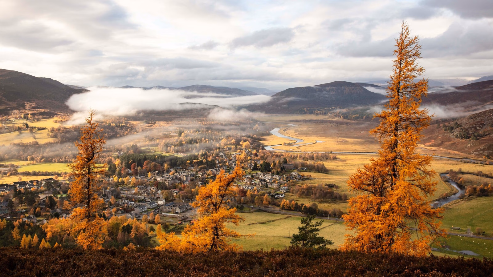 aerial view of Braemar Cairngorms National Park Scotland