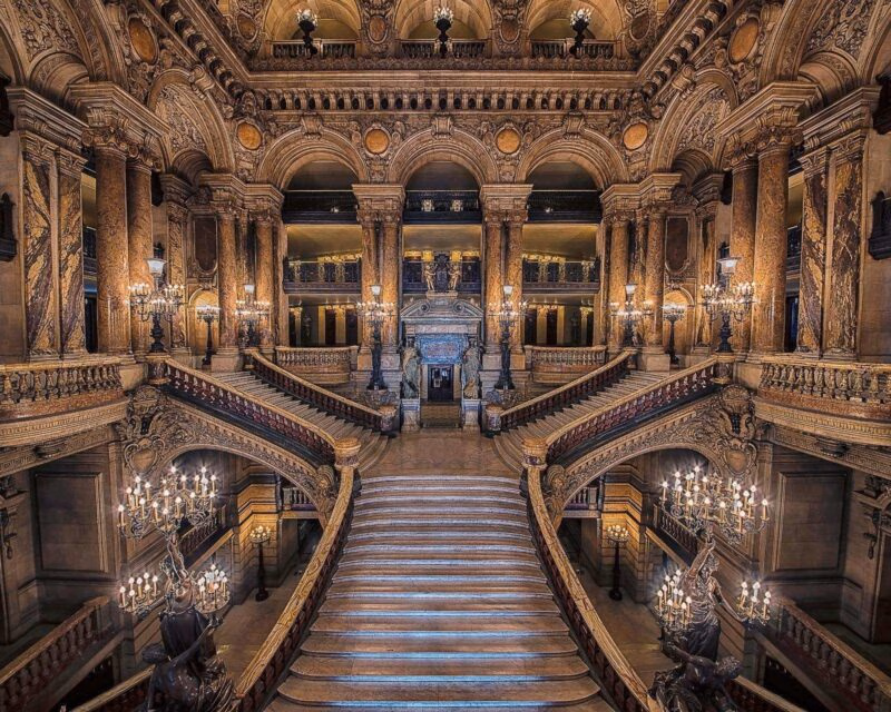 The staircase inside the Palais Garnier opera house