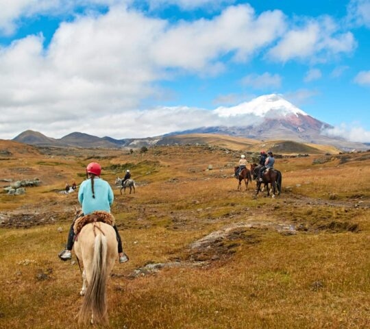 People on horseback in the Andes mountains