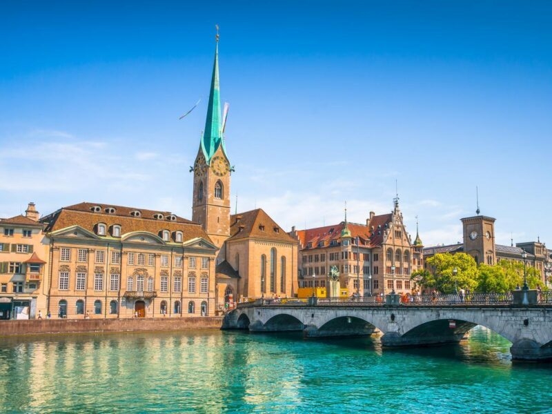 Historic city of Zurich with river Limmat, Switzerland