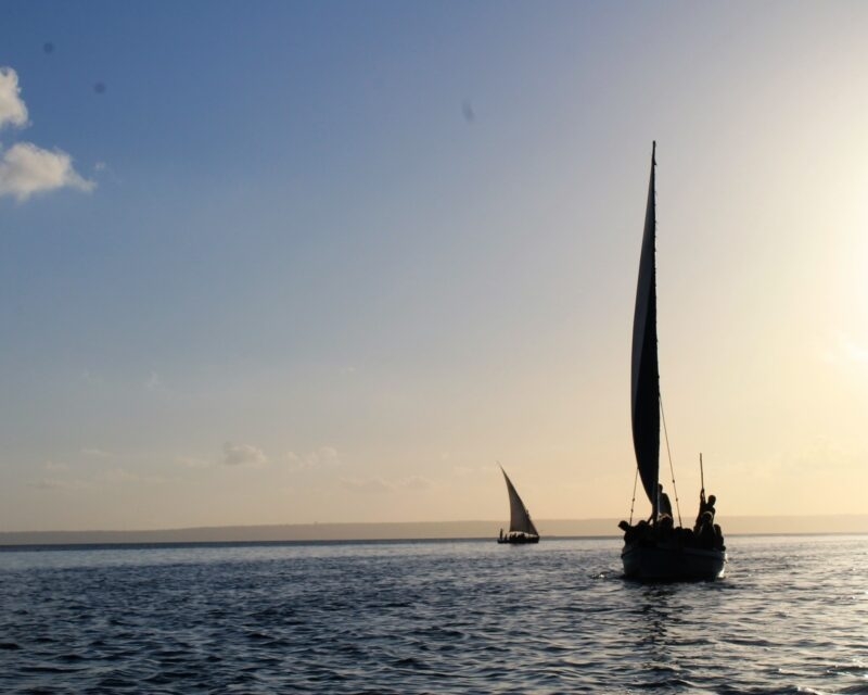 Dhows off barra point, mozambique