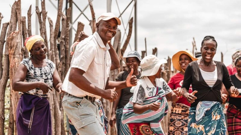 A group of local people from the Ngamo Village in Zimbabwe.