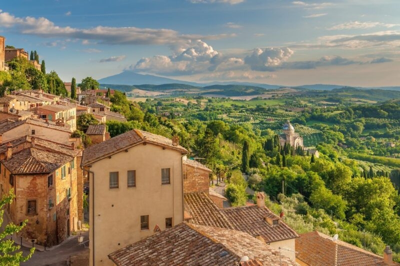 View over the Tuscan countryside from the walls of Montepulciano