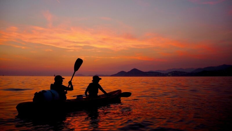 kayaking sunset views mediterranean honeymoon