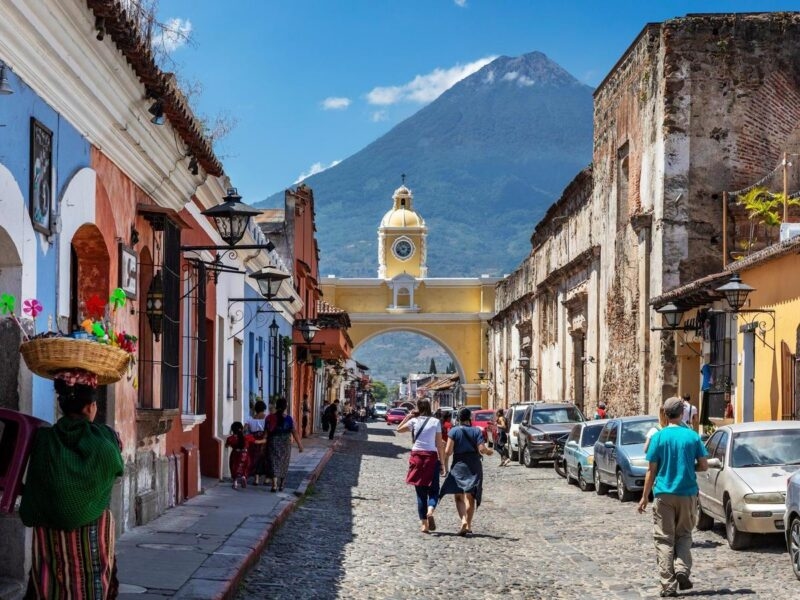 Arco de Santa Catalina and Volcano Agua in La Antigua Guatemala