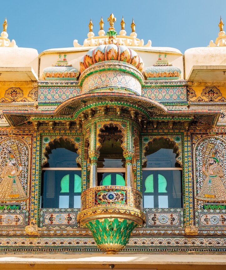Udaipur City Palace details. Close-up shot. India