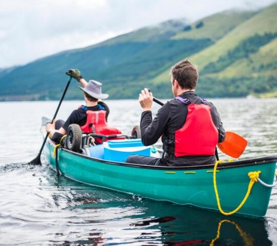 Canoeing Loch Lochy, part of the Caledonian Canal Scottish Highlands