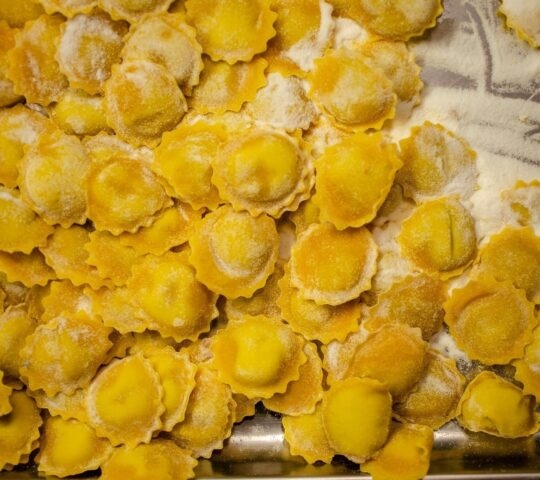 Freshly made Marubini pasta.