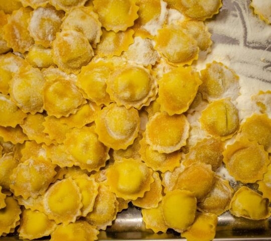 Freshly made Marubini pasta.