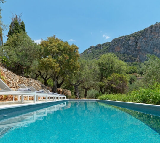 Patrick & Joan Leigh Fermor House pool view