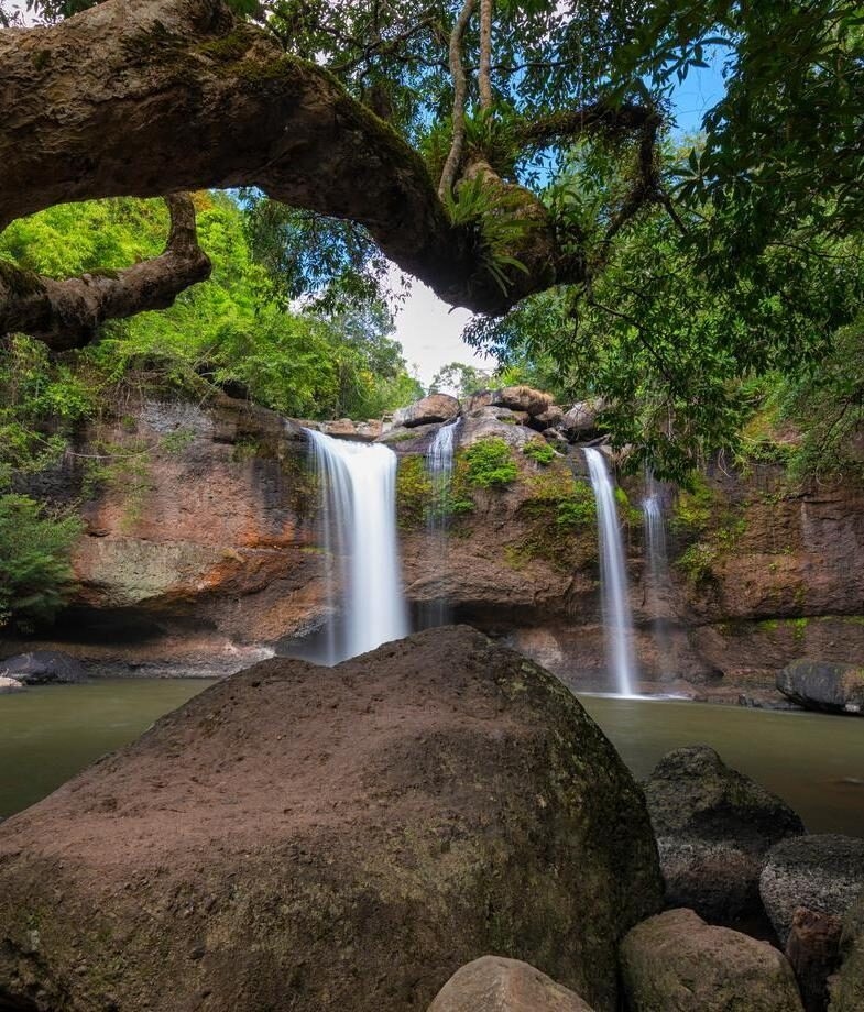 Hike to Haew Suwat waterfall or take a boat ride across Cheow Larn lake