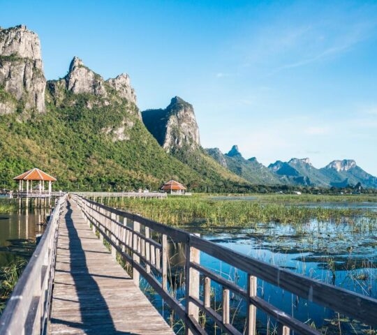 Wooden walkway in Khao Sam Roi Yot National Park, Thailand