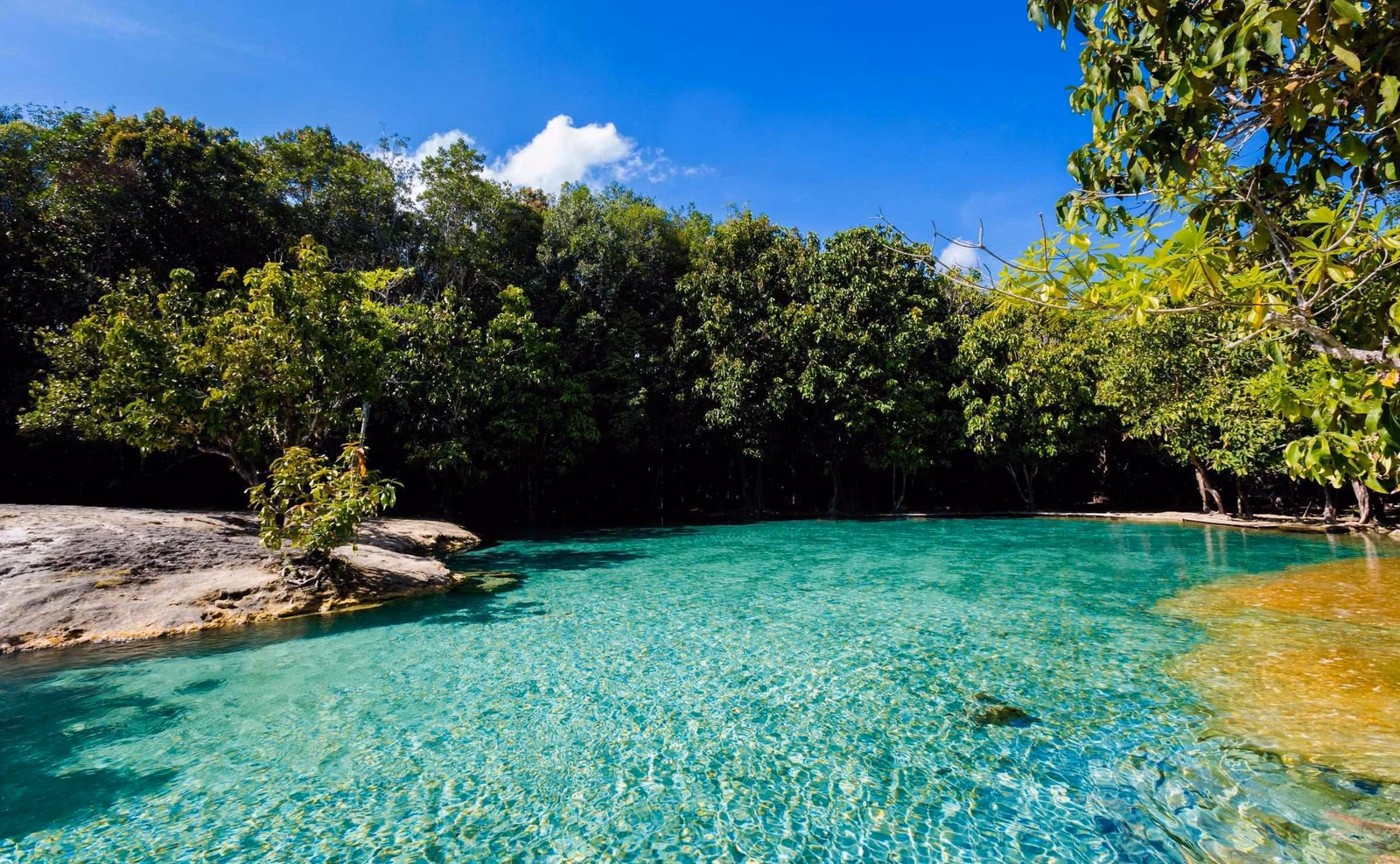 view of the emerald pool in Thung Teao Forest National Park, Thailand