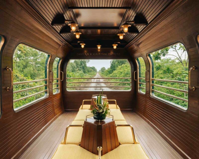 The viewing carriage at the back of the Belmond Eastern & Oriental Express