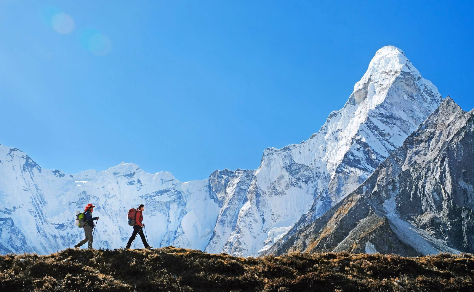 Two hikers in the Himalayas