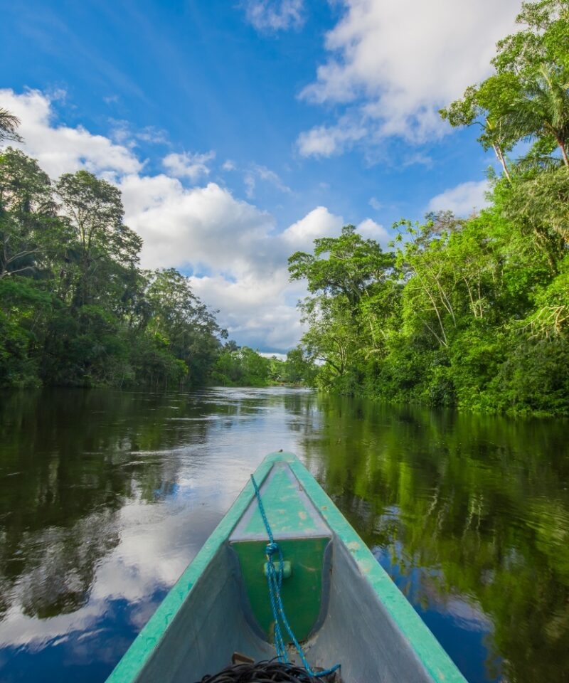 Canoeing through the rivers of the Ecuadorian Amazon