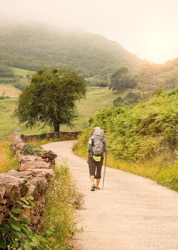 A hiker on the Camino de Santiago