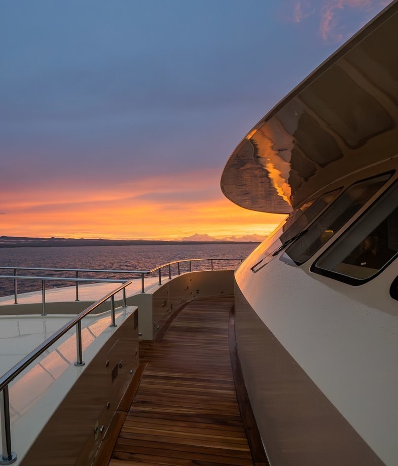 Gaze out over the landscape of the Galapágos Islands from the Monique's upper deck, and head on shore to learn about giant tortoise conservation at the Charles Darwin Research Station.