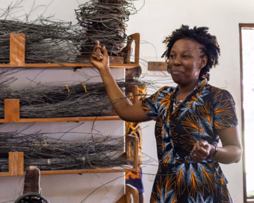 A woman explains how old snare traps are repurposed into beautiful jewellery.
