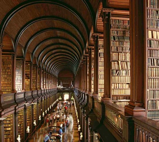 Inside the old library in Trinity College Dublin