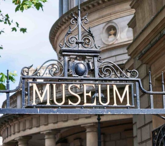 Close up of the entry sign to the National History Museum in Dublin, Ireland