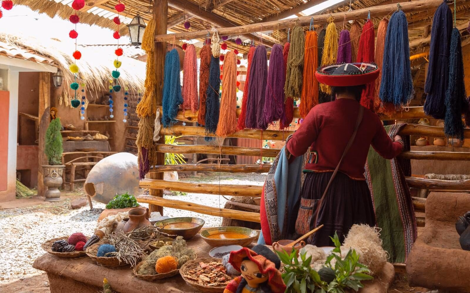 Learn how traditional textiles are made in Chinchero as a Quechua woman demonstrates the natural dyeing of alpaca and llama wool.