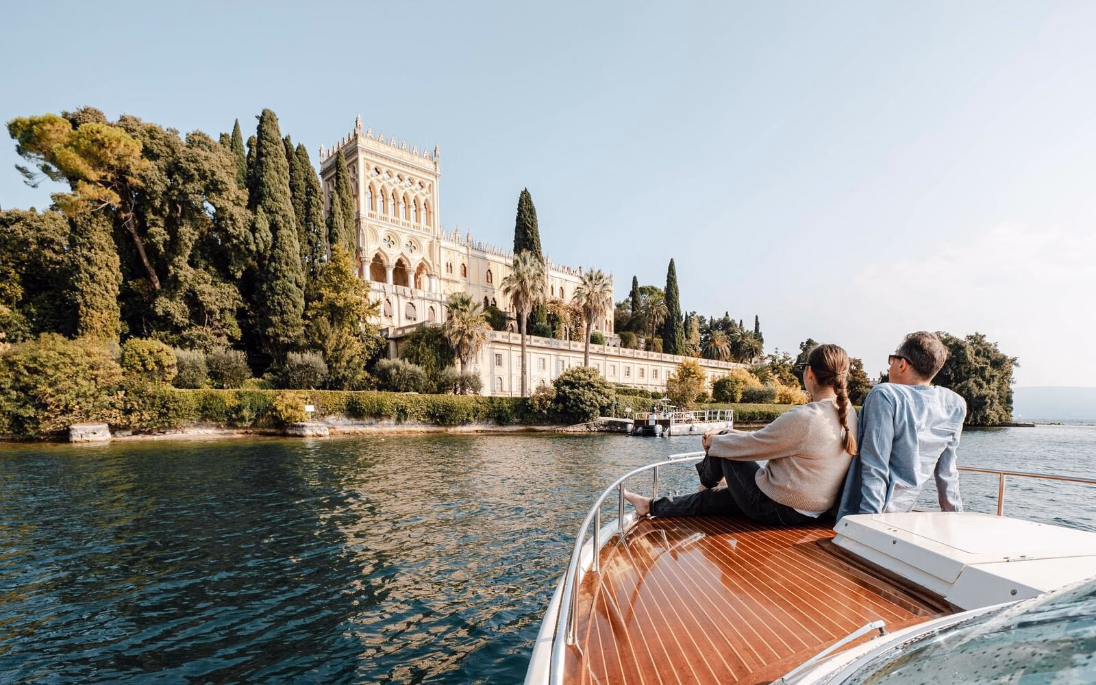 Cruise across Lake Garda to admire Villa Borghese Cavazza, a 19th-century Venetian neo-Gothic villa surrounded by lush gardens on Isola del Garda.